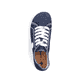 Blaue vegane Rieker Damen Schnürschuhe 52823-14 mit Logo an der Seite. Schuh von oben.