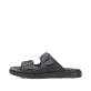 Tiefschwarze Rieker Herren Pantoletten 24290-00 mit einer Schnalle. Schuh Außenseite.