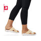 Grüne Rieker Damen Pantoletten V8403-53 mit flexibler und super leichter Sohle. Schuh Außenseite gespiegelt.