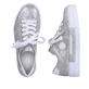 Metallische Rieker Damen Sneaker Low N49W1-90 mit einer Schnürung. Schuh von oben, liegend.