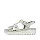 Beige Rieker Keilsandaletten V1361-60 mit einem Klettverschluss. Schuh Außenseite.