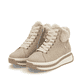 Beige Rieker Damen Sneaker High W0961-20 mit TR-Sohle mit leichtem EVA-Inlet. Schuhpaar seitlich schräg.