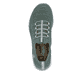 Grüne Rieker Damen Slipper M5074-52 mit einem Gummizug sowie ultraleichter Sohle. Schuh von oben.