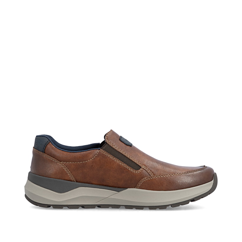 Braune Rieker Herren Slipper 06055-24 aus Glattleder mit einem Gummizug. Schuh Innenseite.