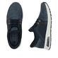 Blaue Rieker Herren Slipper B1053-14 mit Rieker Air Sohlenfenster. Schuh von oben, liegend.