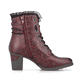 Bordeauxrote Rieker Damen Schnürstiefel 96030-35 mit einem Reißverschluss. Schuh Innenseite.