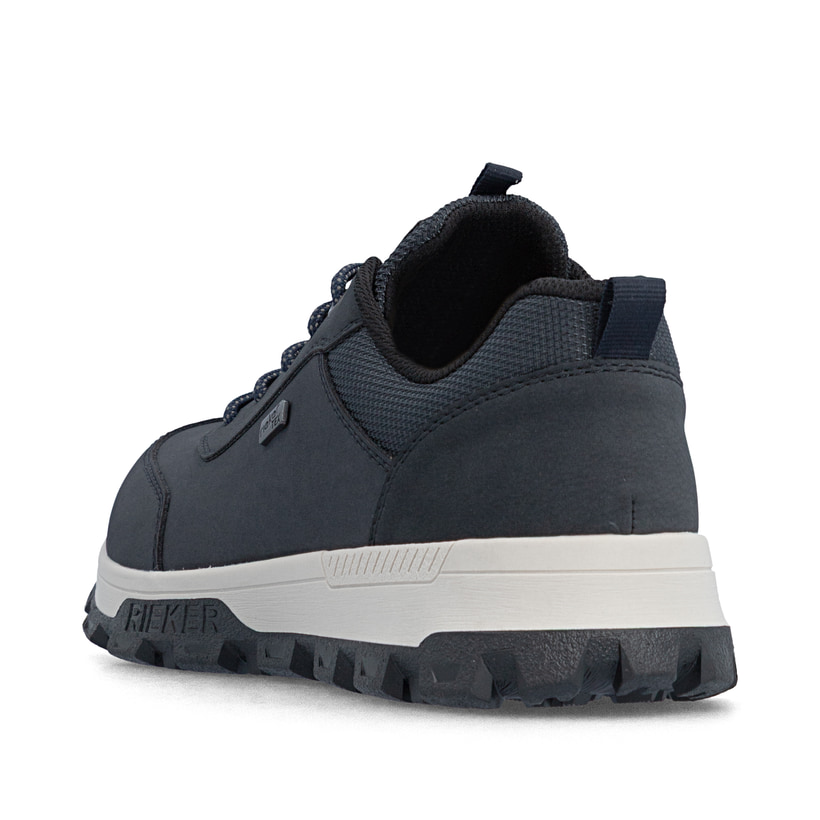 Dunkelblaue Rieker Herren Schnürschuhe 35503-15 mit der Komfortweite G. Schuh von hinten.