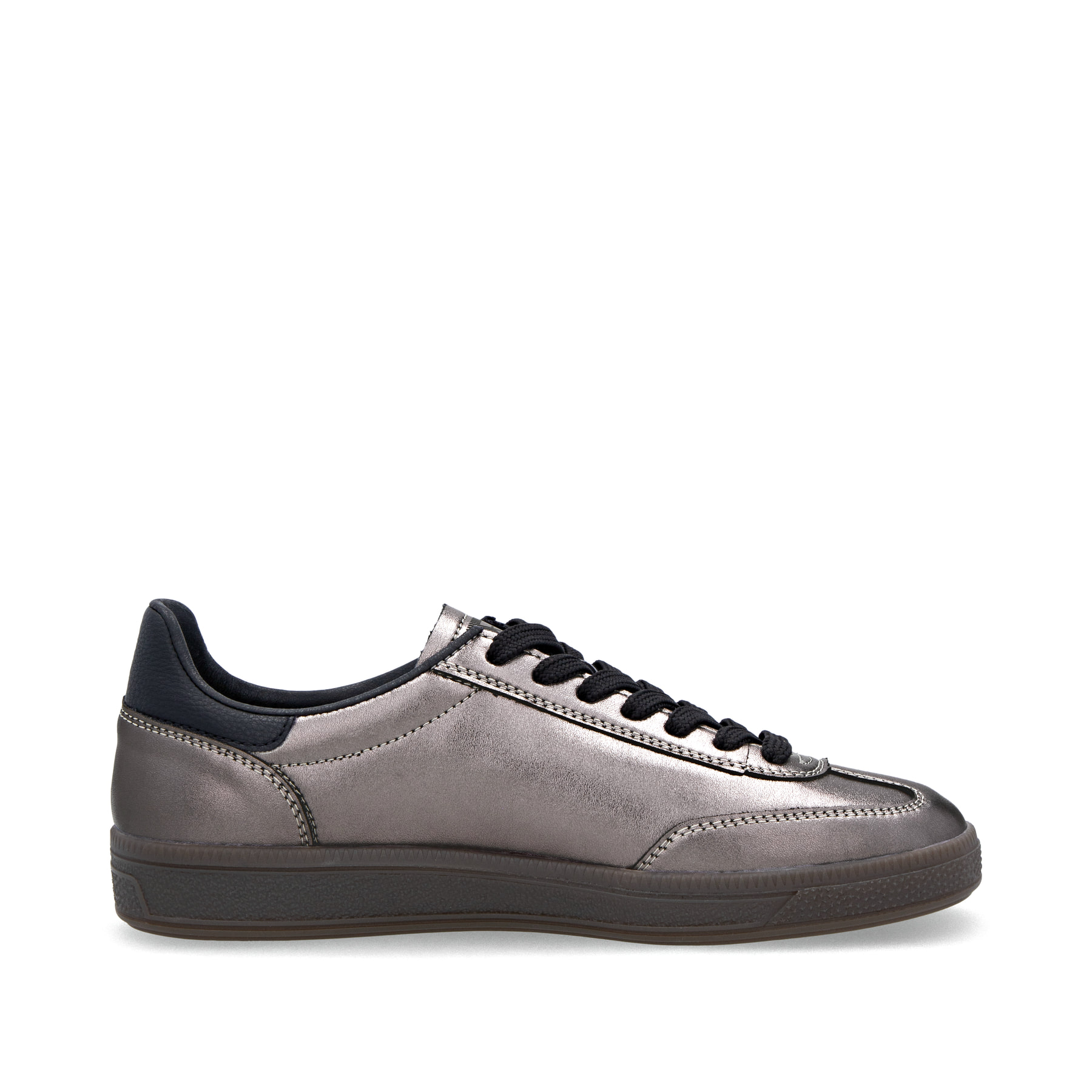 Silberne Rieker Damen Sneaker Low W2200-91 mit einer Schnürung. Schuh Innenseite.