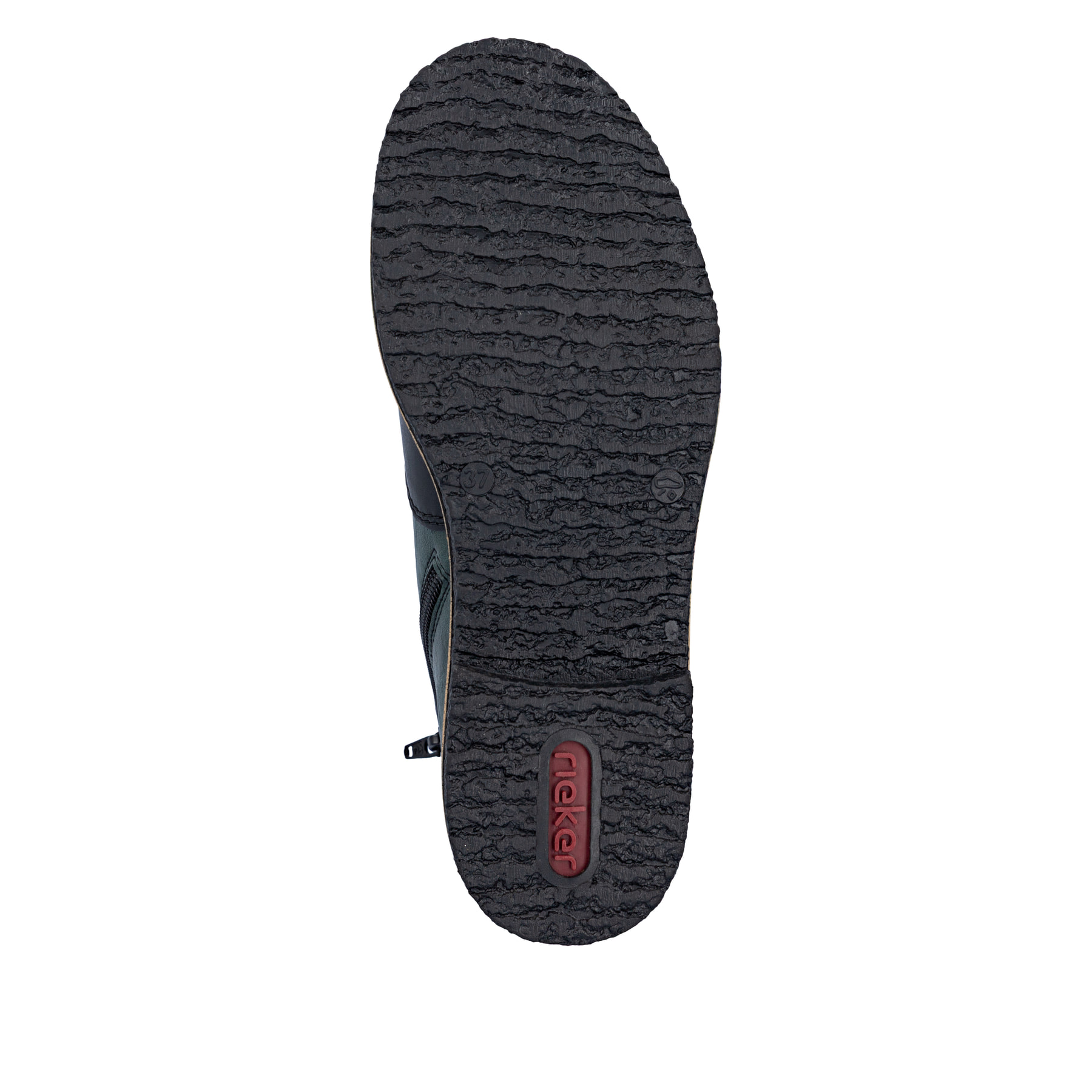 Blau-schwarze Rieker Damen Schnürstiefel 73510-90 mit farbenfrohen Details. Schuh Laufsohle.