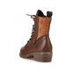 Karamellbraune Rieker Damen Stiefeletten Y0784-22 mit Reißverschluss sowie Blockabsatz. Schuh Innenseite
