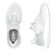 Weiße Rieker Damen Slipper W2503-52 mit einem Gummizug sowie flexibler Sohle. Schuh von oben, liegend.