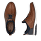 Braune Rieker Herren Slipper 14454-22 aus Glattleder mit einem Gummizug. Schuh von oben, liegend.
