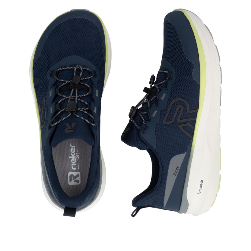 Blaue Rieker Sport Herren Sneaker Low U4300-14. Schuh von oben, liegend.