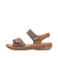 Braune Rieker Damen Riemchensandalen V2860-24 mit handgestickten Nähten. Schuh Außenseite.