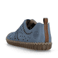Blaue Rieker Damen Slipper M2852-12 aus Glattleder, Barfußschuhe. Schuh von hinten.