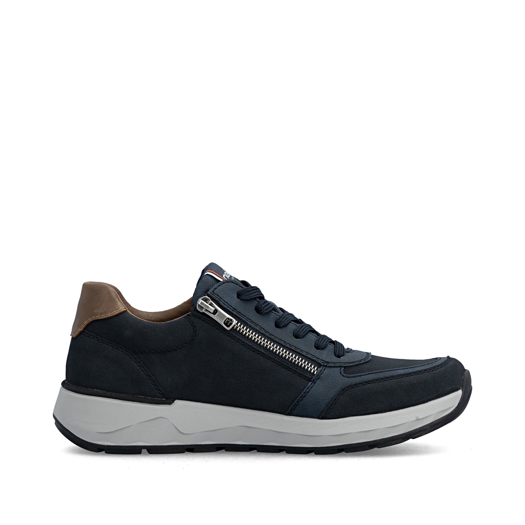 Dunkelblaue Rieker Herren Schnürschuhe 11505-14 mit einem Reißverschluss. Schuh Innenseite.