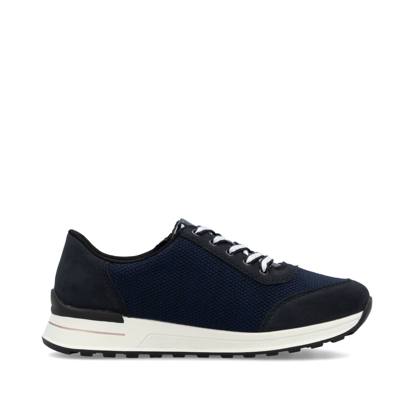 Blaue Rieker Damen Sneaker Low N1411-14 mit einem Reißverschluss. Schuh Innenseite.