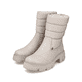 Hellbeige Rieker Damen Kurzstiefel 74670-60 mit gesteppter Optik. Schuhpaar seitlich schräg.