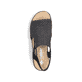 Schwarze Rieker Keilsandaletten 62941-00 mit einem Gummizug. Schuh von oben.
