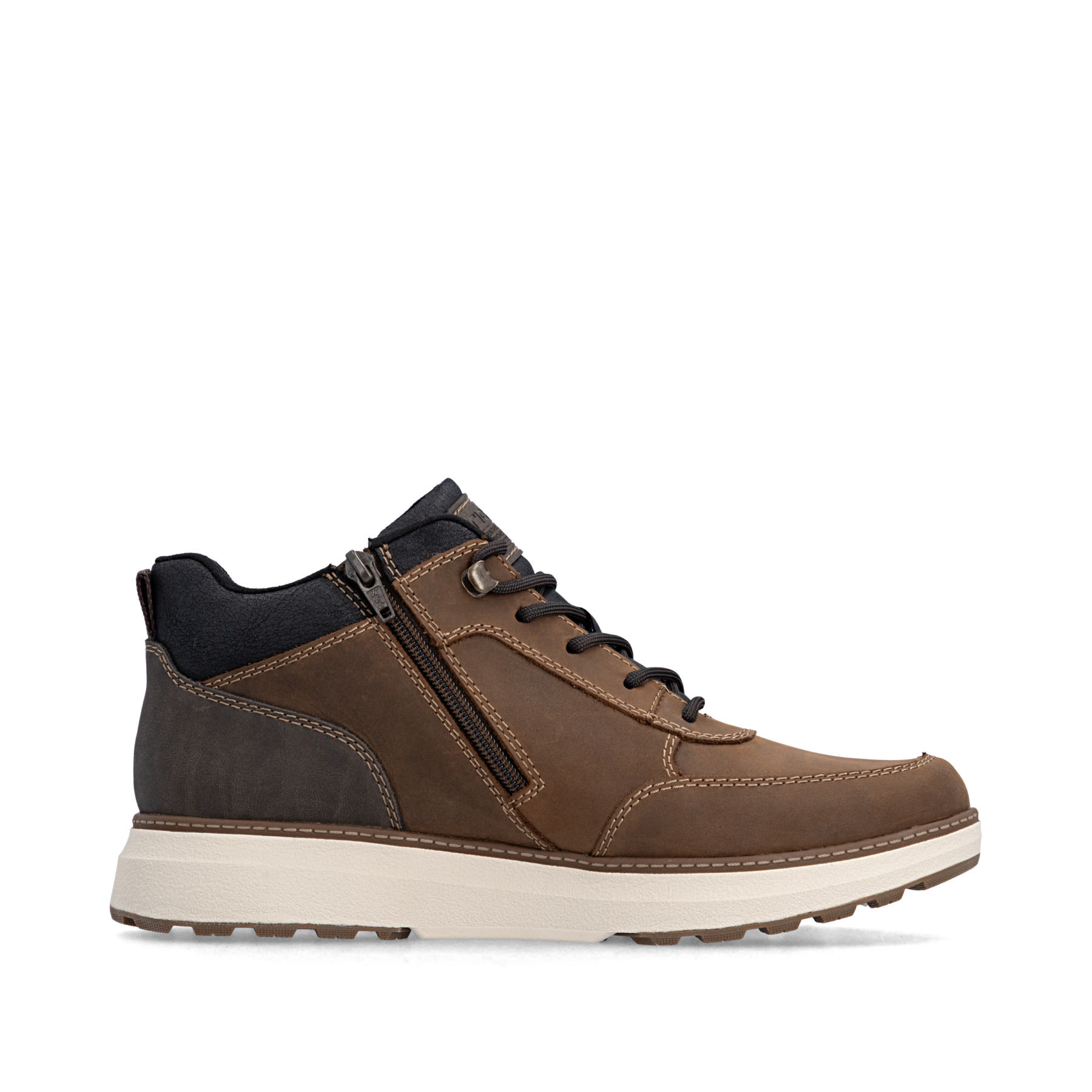 Dunkelbraun-schwarze Rieker Herren Sneaker High B5501-22 aus Rauleder. Schuh Innenseite.