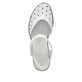 Weiße Rieker Pumps 40991-80 in Löcheroptik mit einem Klettverschluss. Schuh von oben.