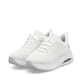 Weiße vegane Rieker Damen Sneaker Low W2701-80 mit einer Schnürung. Schuhpaar seitlich schräg.