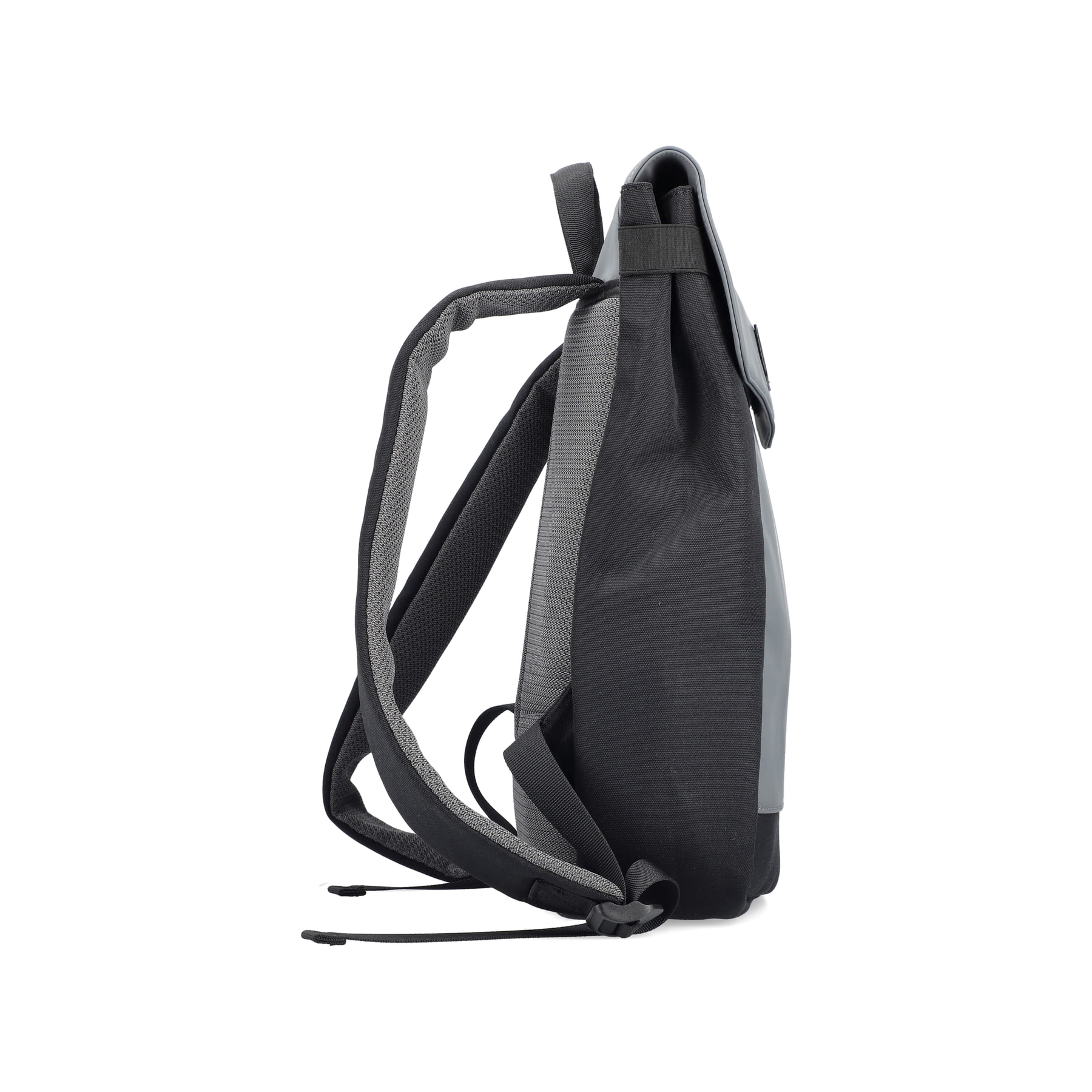 Sac à dos Rieker H5100-42 en gris avec fermeture velcro et compartiment rembourré pour ordinateur portable. Ouvert.