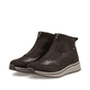 Braun-bronzefarbene Rieker Damen Kurzstiefel L5851-25 mit einem Reißverschluss. Schuhpaar seitlich schräg.