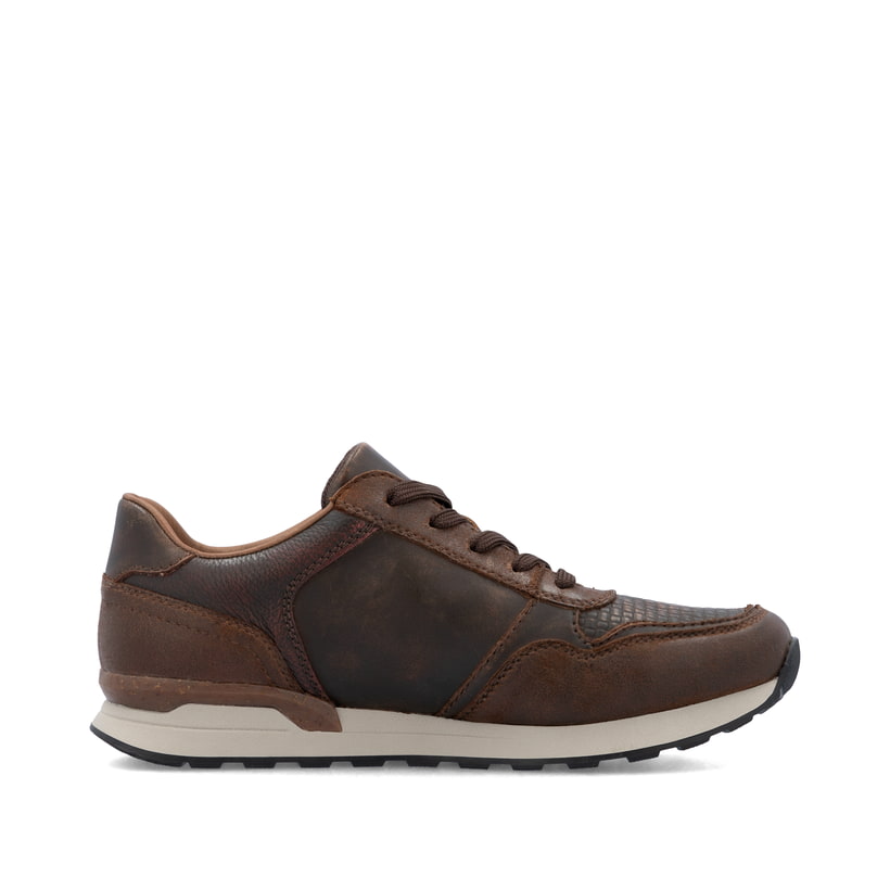 Braune Rieker Herren Sneaker Low U0311-25 aus Glattleder mit einer Schnürung. Schuh Innenseite.