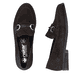 Dunkelbraune Rieker Damen Loafer 46262-25 aus Rauleder mit Schmuckelementen. Schuh von oben, liegend.