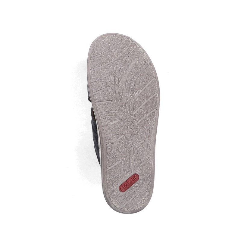 Schwarze Rieker Herren Pantoletten 21082-00 aus Glattleder mit Komfortweite G. Schuh Laufsohle.