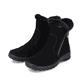 Schwarze Rieker Damen Kurzstiefel L7162-00 mit wasserabweisender TEX-Membran. Schuhpaar seitlich schräg.