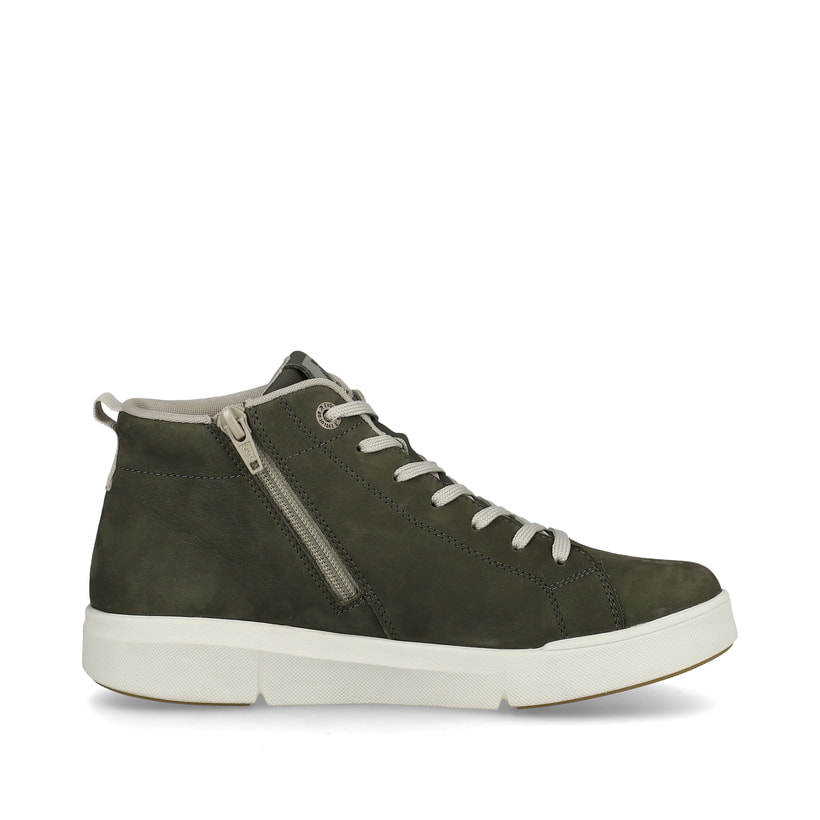 Grüne Rieker Damen Sneaker High 41907-54 mit wasserabweisender RiekerTEX-Membran. Schuh Innenseite.