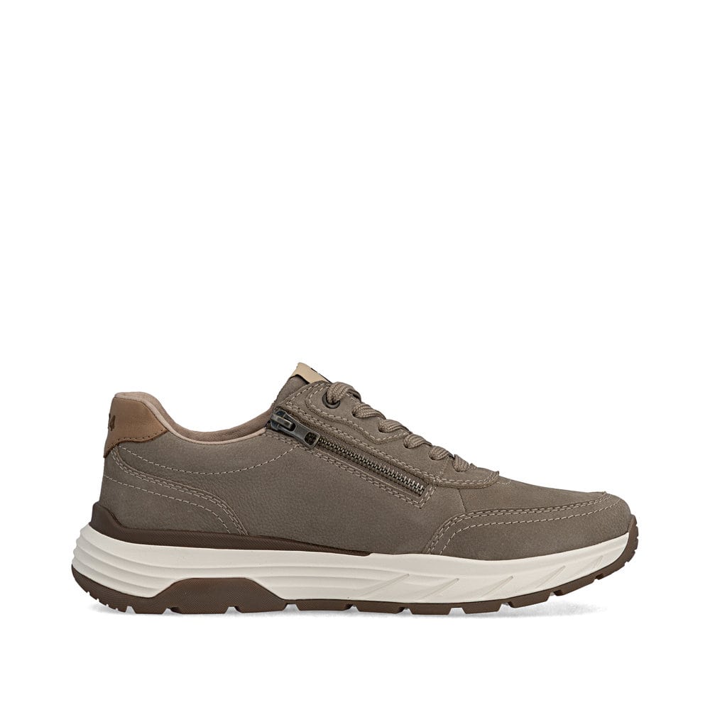 Baskets basses Rieker beiges pour homme 06100-64 en cuir lisse. Côté intérieur de la chaussure.