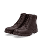Nussbraune Rieker Herren Schnürstiefel F3604-25 mit einer robusten Profilsohle. Schuhpaar schräg.