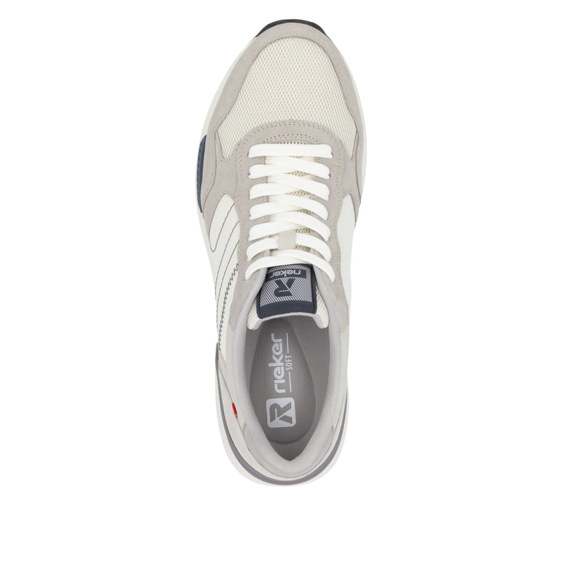 Weiße Rieker Herren Sneaker Low U1401-80 mit einer Schnürung. Schuh von oben.