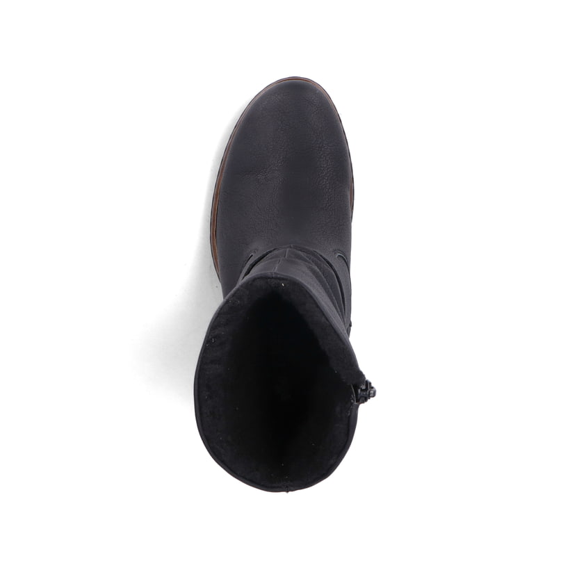 Bottines Rieker noires pour femme Y2582-00 avec fermeture éclair. Chaussure vue de dessus.