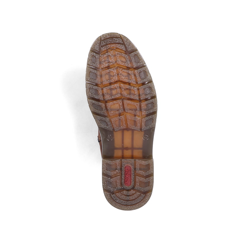 Nougatbraune Rieker Herren Chelsea Boots 31650-23 mit einer robusten Profilsohle. Schuh Laufsohle