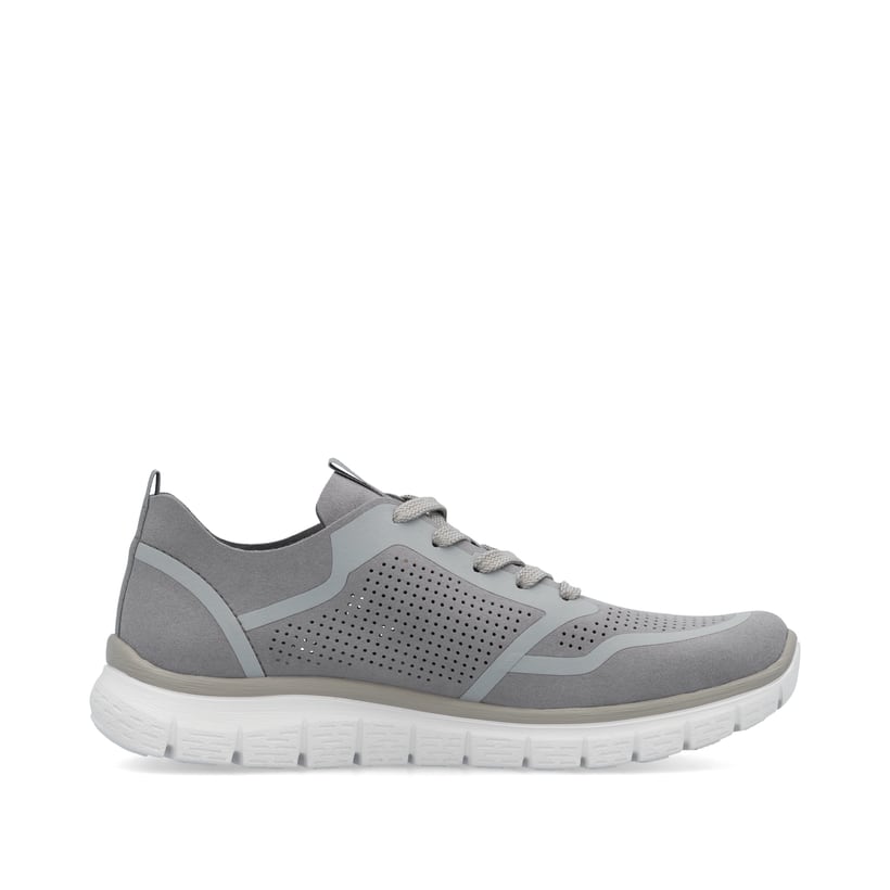 Graue Rieker Herren Sneaker Low B6600-42 mit Schnürung sowie Komfortweite G 1/2. Schuh Innenseite.