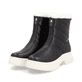 Schwarze Rieker Damen Kurzstiefel W1875-00 mit wasserabweisender TEX-Membran. Schuhpaar seitlich schräg.