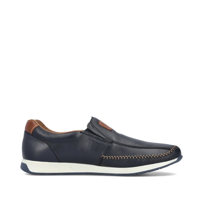 Chaussons Rieker bleus pour homme 11962-14 avec bande élastique. Intérieur de la chaussure.