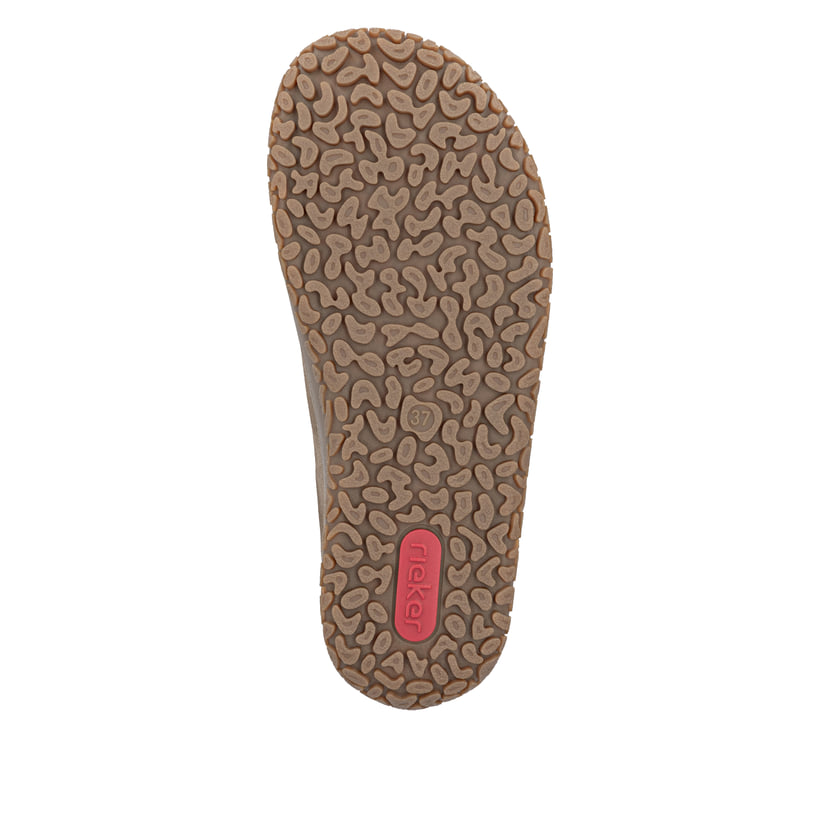 Chaussures à lacets Rieker marron femmes 52301-25 avec fermeture éclair. Semelle extérieure de la chaussure.