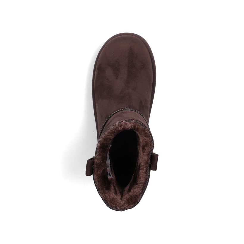 Dunkelbraune Rieker Damen Kurzstiefel 99870-25 mit der Komfortweite G. Schuh von oben.