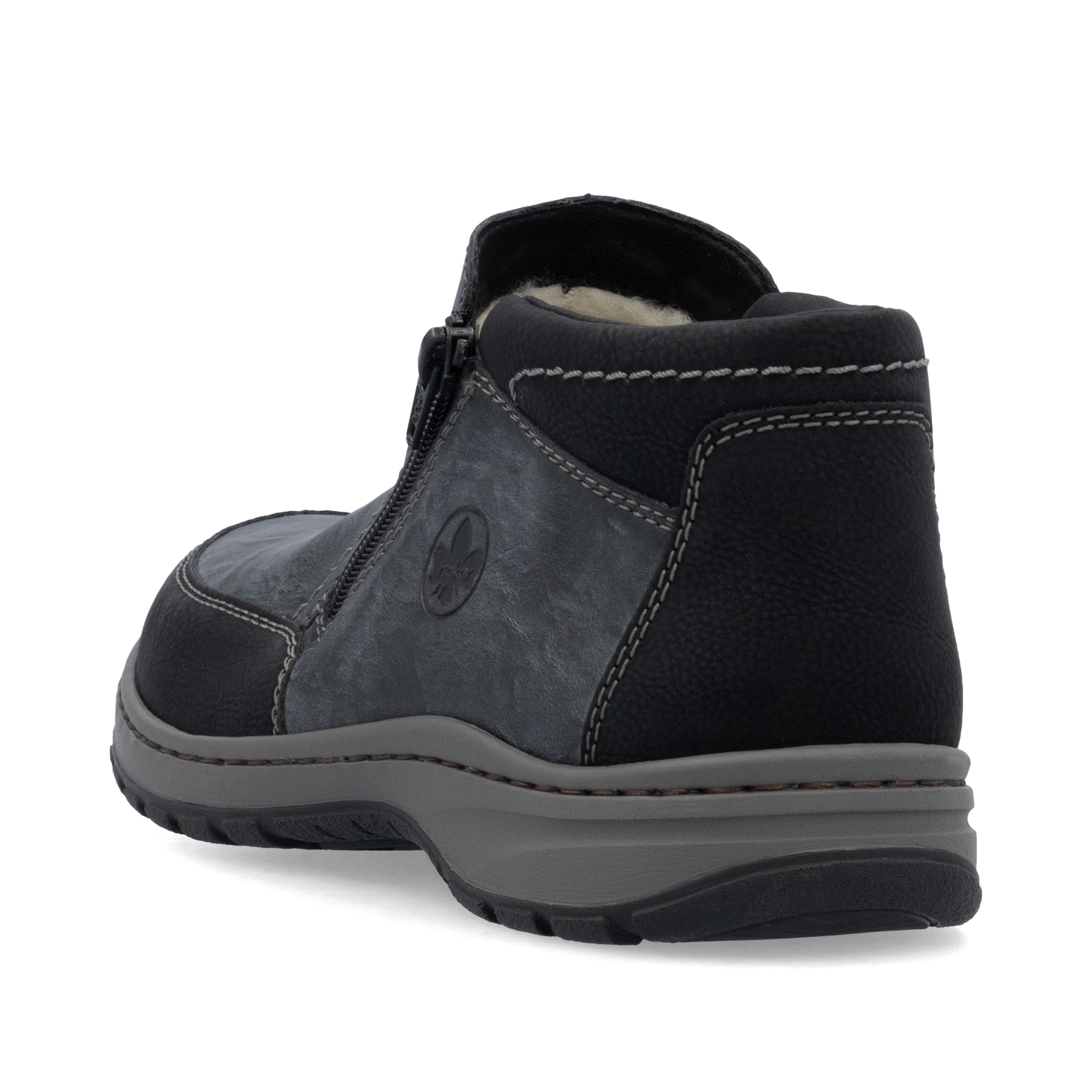 Asphaltgraue Rieker Herren Slipper 03352-45 mit einer schockabsorbierenden Sohle. Schuh von oben