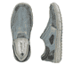Blaue Rieker Herren Slipper 04051-12 mit einem Gummizug sowie der Extraweite H. Schuh von oben, liegend.