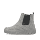 Weiße Rieker Damen Slipper N2162-80 mit Gummischnürung sowie geprägtem Logo. Schuh Außenseite gespiegelt.