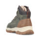 Dunkelgrün-schwarze Rieker Herren Schnürstiefel 30212-54 mit Reißverschluss. Schuh von hinten.