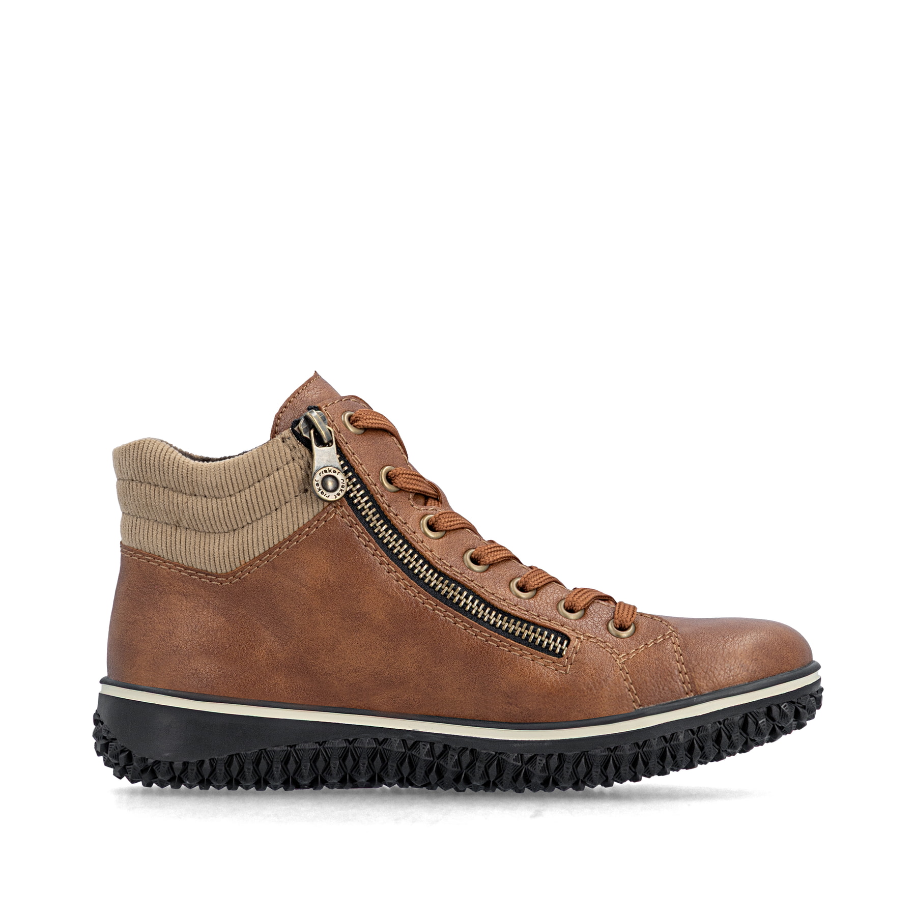 Braune Rieker Damen Schnürstiefel Z4263-24 mit wasserabweisender TEX-Membran. Schuh Innenseite.
