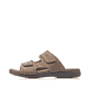 Braune Rieker Herren Pantoletten 25592-25 aus Rauleder mit einem Klettverschluss. Schuh Außenseite.