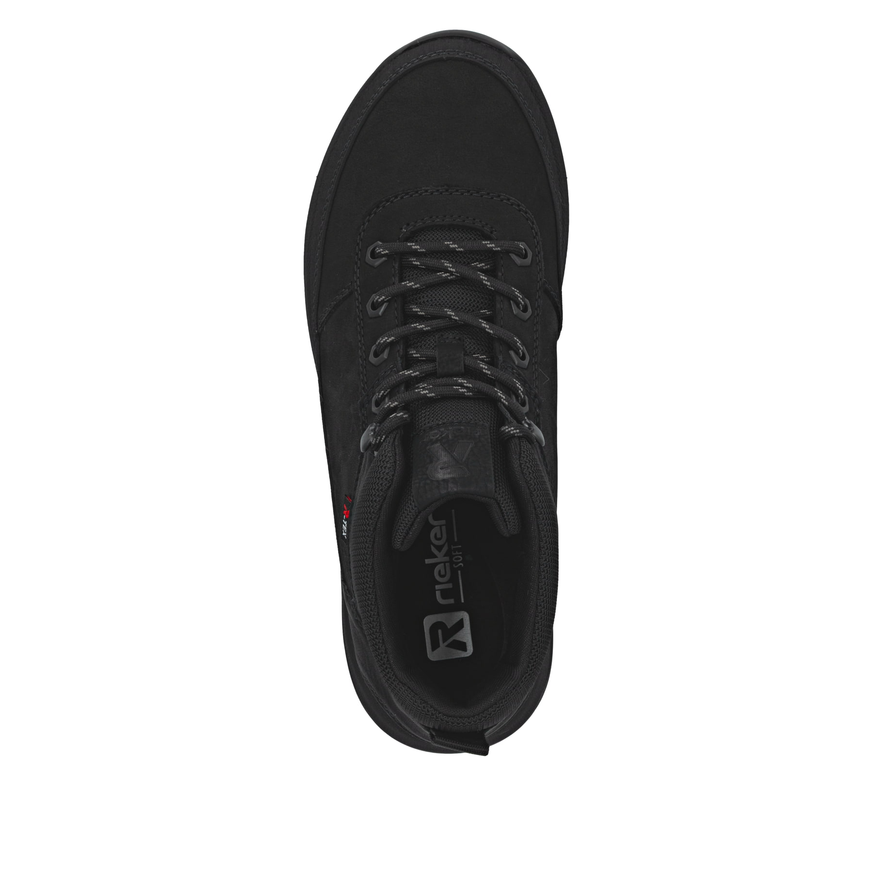 Schwarze Rieker Herren Schnürstiefel U1670-00 mit wasserabweisender TEX-Membran. Schuh von oben.